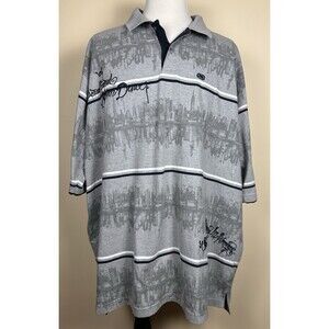 Ecko Unltd Men's Shirt Size 5XT Polo V Neck Button Short Sleeve Gray Graphic